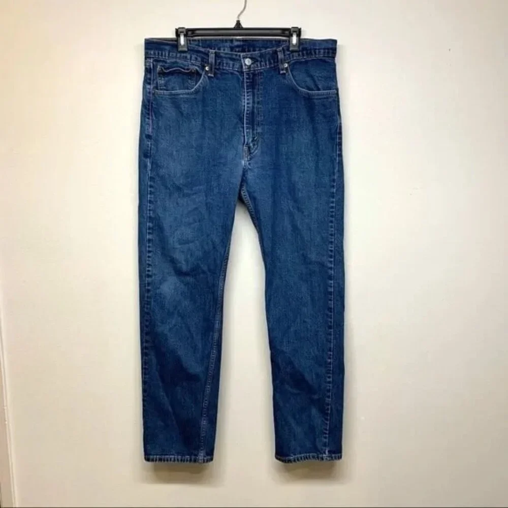 Levis 505 Jeans Mens 38x32 Regular Straight Medium Wash Blue Denim‎ Casual